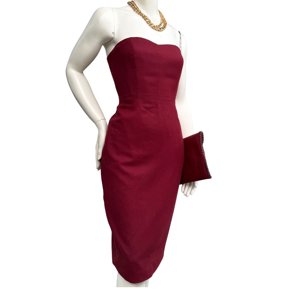 Isabelle Dunlop Strapless Midi Dress Burgundy Sweetheart Sirencore Vintage Small